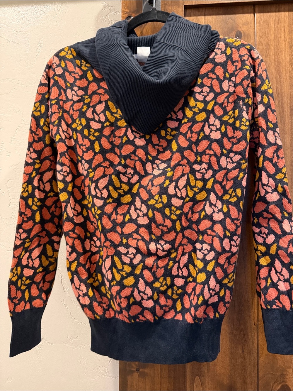 Skunkfunk Floral Knit Cowl Sweater in Black, Pink & Mustard